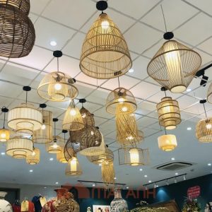 Đèn mây tre đan trang trí quán ăn, quán cà phê, nhà ở