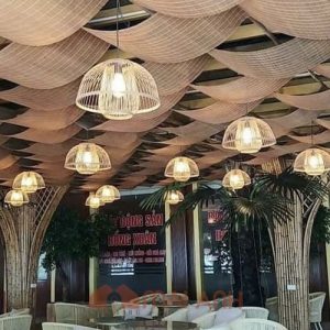 Đèn tăm tre hình chiếc nấm dễ thương trang trí bàn ăn