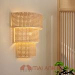Đèn vách mây mắt cáo đan hình búp măng ngược decor bàn trang điểm